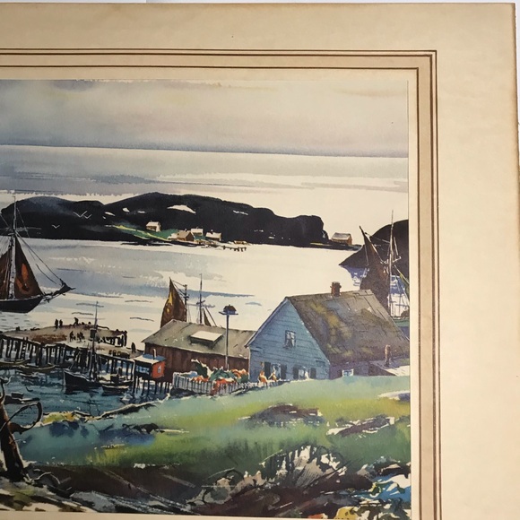 Watercolor Art Harbor Seaport C. Ivar Gilbert lithograph  Print Coming into port - Picture 14 of 16